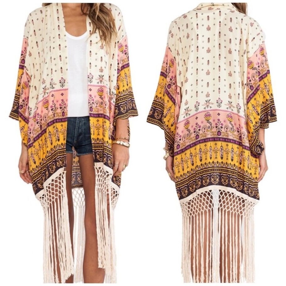 Rare Original Spell Desert Wanderer Fringe Trim Kimono O/S